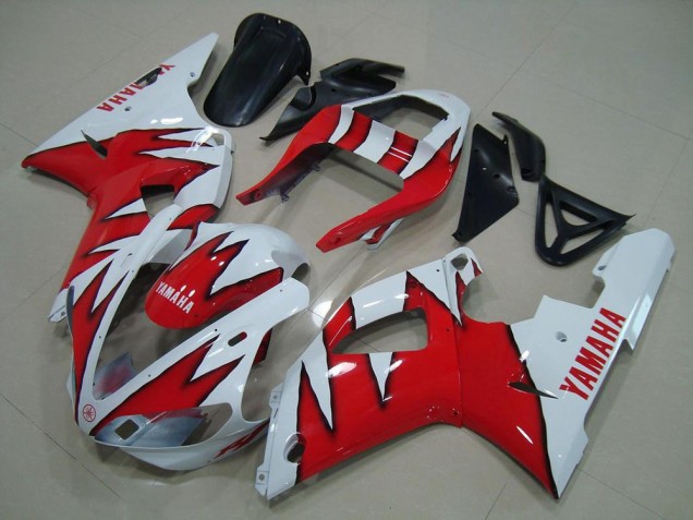 00-01 White Red Flame YZF R1 Motorcycle Fairings