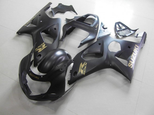 00-02 All Matte Black with Gold Sticker GSXR 1000 Motorcycle Fairings