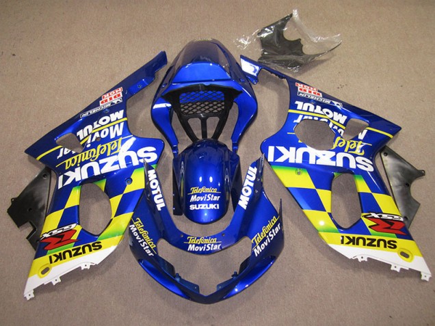 00-02 Blue Yellow Telefumica Movistar GSXR 1000 Motorcycle Fairings