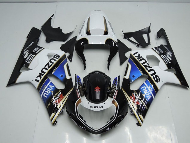 01-03 Black White Blue Viru GSXR 750 Motorcycle Fairings