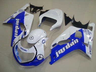 01-03 Blue White Jordan GSXR 750 Motorcycle Fairings