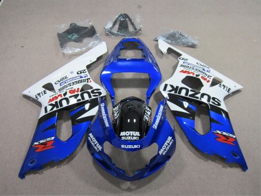 01-03 Blue White Motul GSXR 600 Motorcycle Fairing