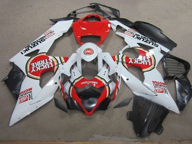 05-06 White Lucky Strike Red Motul GSXR 1000 Motorcycle Fairing