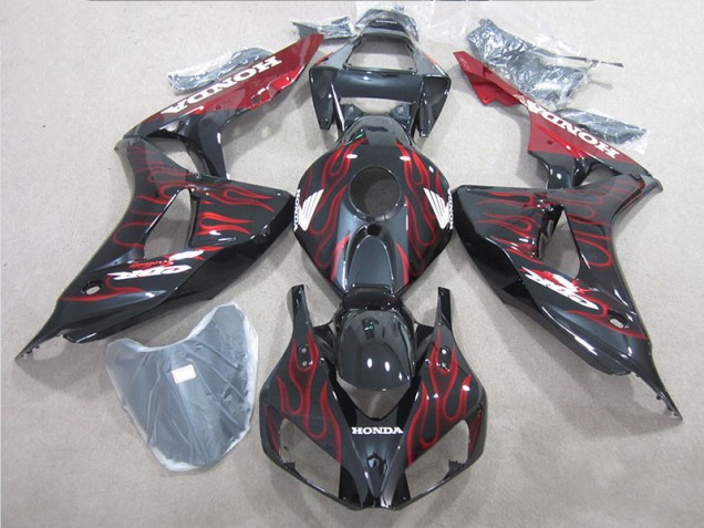 06-07 Black Red Flame CBR1000RR Motorcycle Fairings