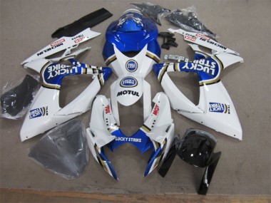 06-07 White Blue Lucky Strike Motul GSXR 600 Motorcycle Fairings