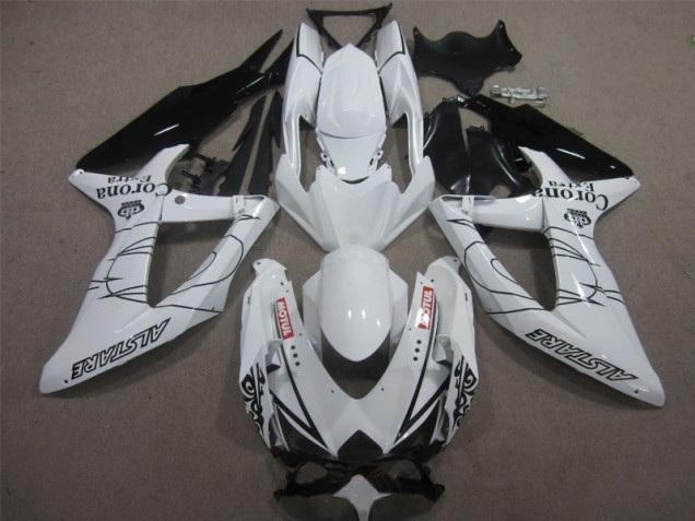 08-10 White Black Corona Extra Motul GSXR 600 Motorcycle Fairings