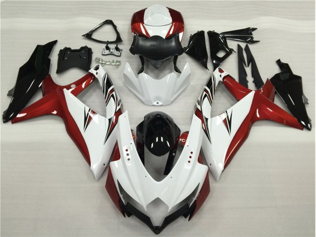 08-10 White Red Black GSXR 600/750 Motorcycle Fairings