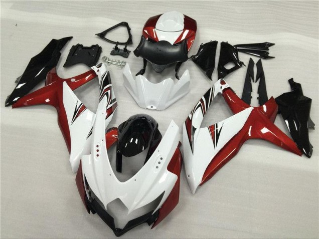 08-10 White Red Black GSXR 600/750 Motorcycle Fairings