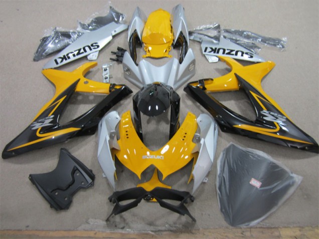 08-10 Yellow White Black GSXR 600 Motorcycle Fairings