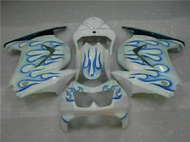 08-12 White Blue Flame EX250 Motorcycle Fairings