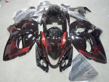 08-19 Black Red GSXR 1300 Hayabusa Full Motorcycle Fairing Kits