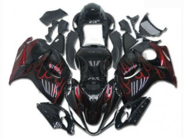 08-19 Black Red GSXR 1300 Hayabusa Motorcycle Fairing & Bodywork