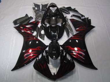 09-11 Black Red Flame YZF R1 Motorcycle Fairings