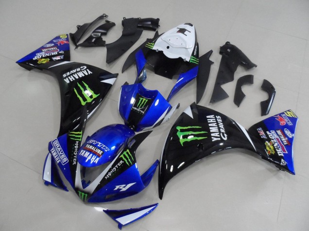 09-11 Blue Black Monster YZF R1 Motorcycle Fairings