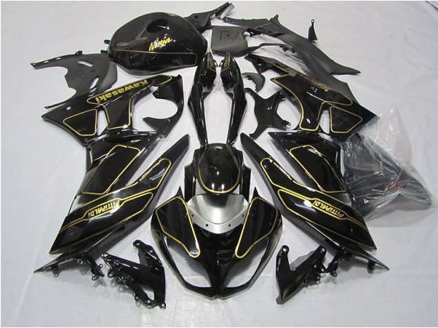 09-12 Black Gold ZX6R Motorcycle Fairings