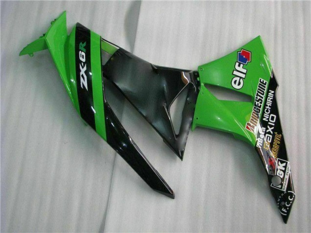 09-12 Black Green ZX6R Motorcycle Fairing Kits