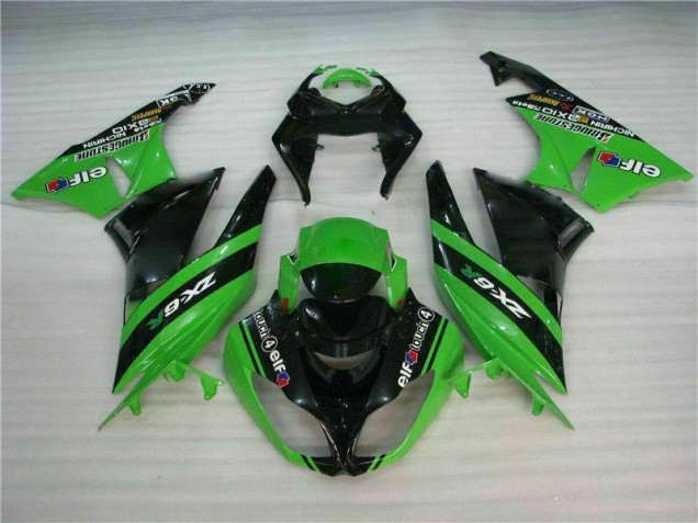 09-12 Black Green ZX6R Motorcycle Fairing Kits