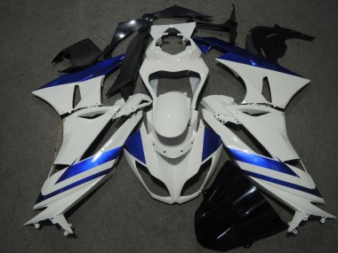 09-12 White Blue ZX6R Motorcycle Fairings