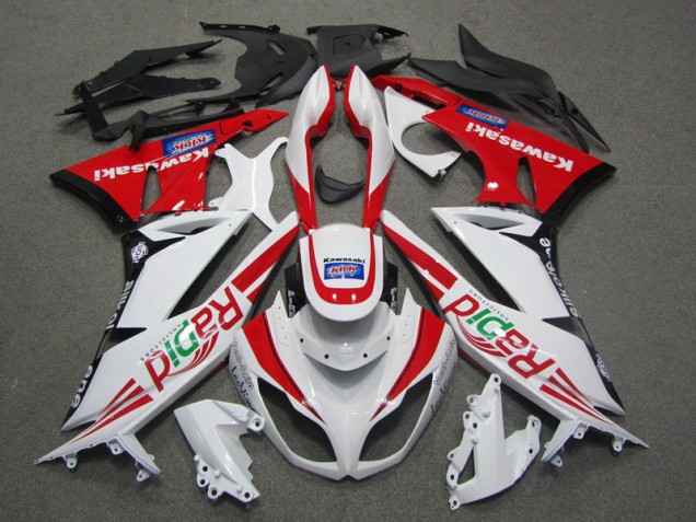 09-12 White Red Rapid ZX6R Motorcycle Fairings