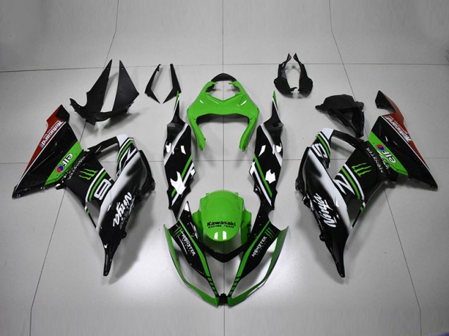 13-18 Green Black White ZX6R Motorcycle Fairings